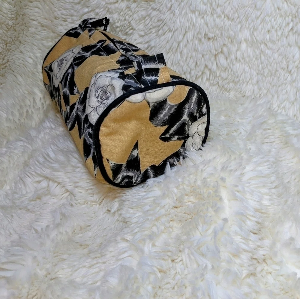 Vintage Chanel Camellia Rose Cosmetic Makeup Bag with Tassel